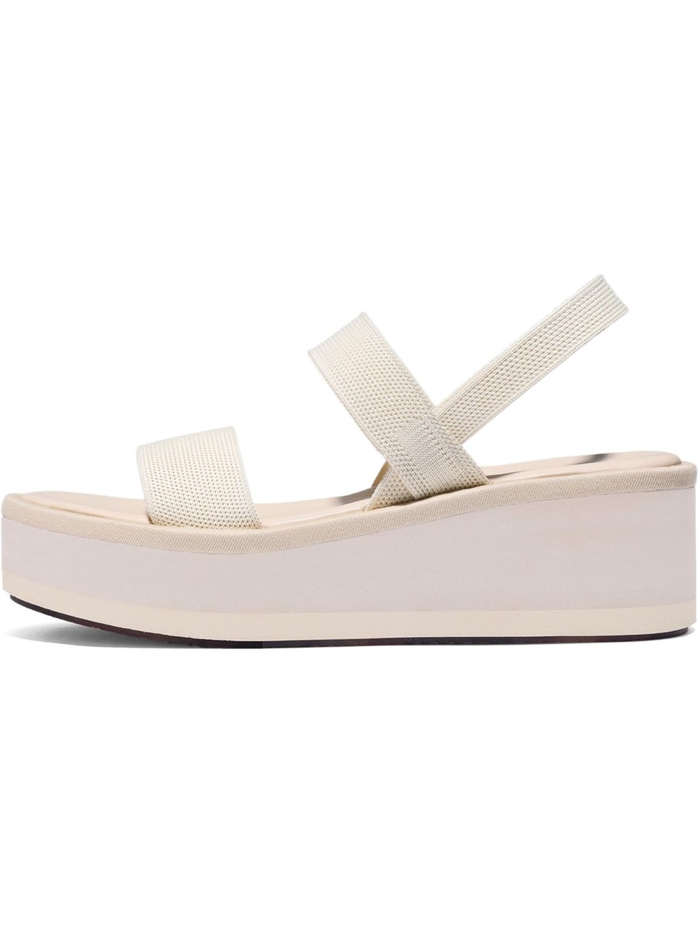 Cream Platform Slingback Sandal with Wide Straps